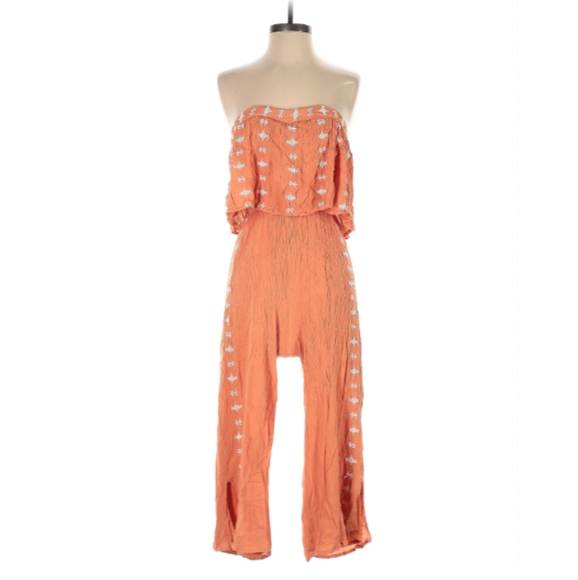Sincerely Jules Embroidered Strapless Wide Leg Jumpsuit - Picture 1 of 5